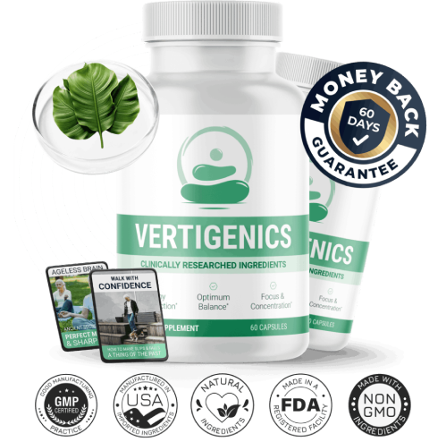 Vertigenics final sale page – product bottles with included bonuses encouraging purchase decision